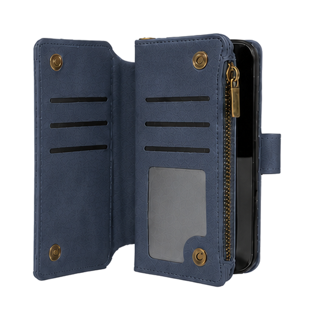 iPhone 17e suede multifunction wallet case 15 cards & zipper pocket (w-017)