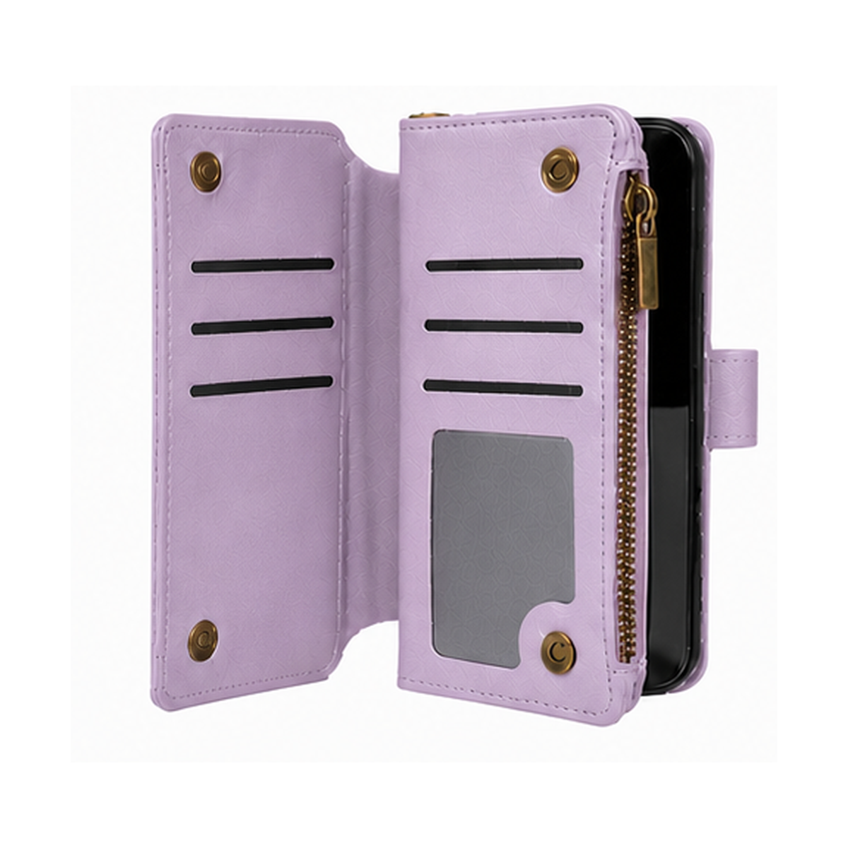 iPhone 14 Pro suede multifunction wallet case 15 cards & zipper pocket (w-017)