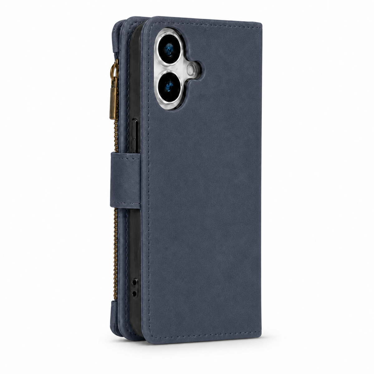 iPhone 12 Pro Max Quilted Zip Wallet Case suede finish dual tone 9 card (w-017)