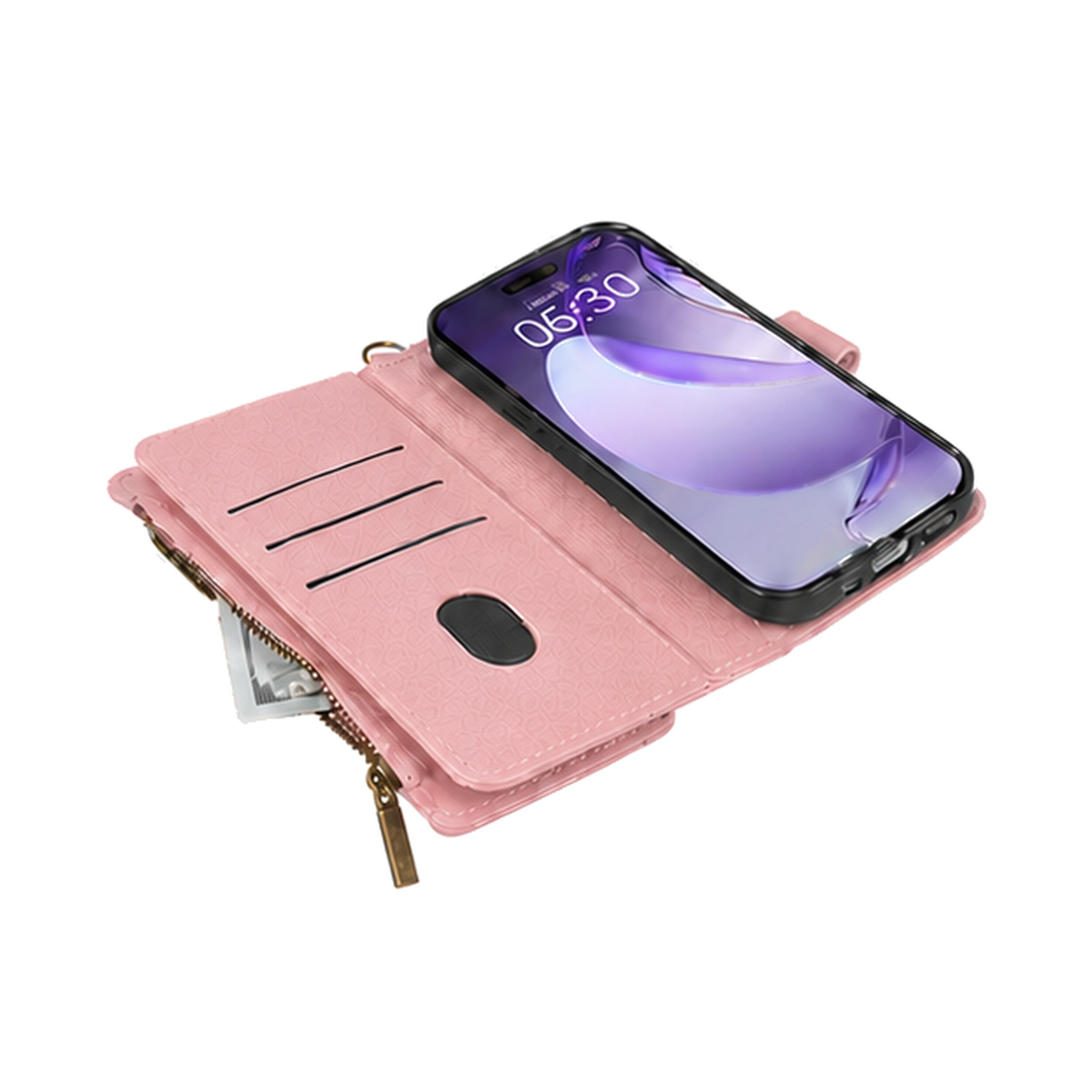 iPhone 6 /6s suede multifunction wallet case 15 cards & zipper pocket (w-017)