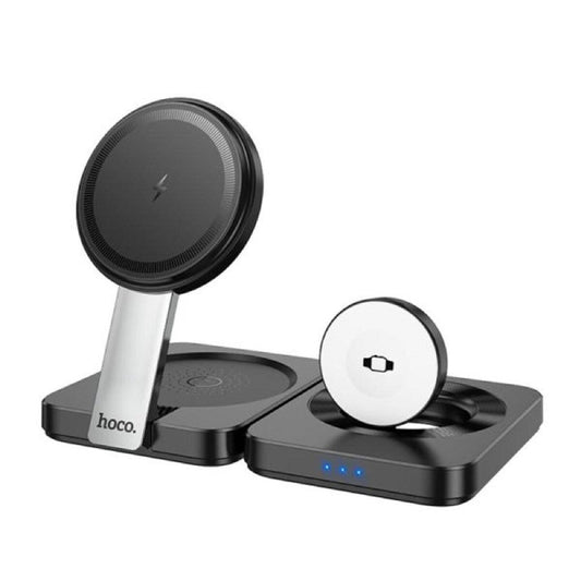 hoco CQ11 Ingenious 3-in-1 folding magnetic wireless charger - black