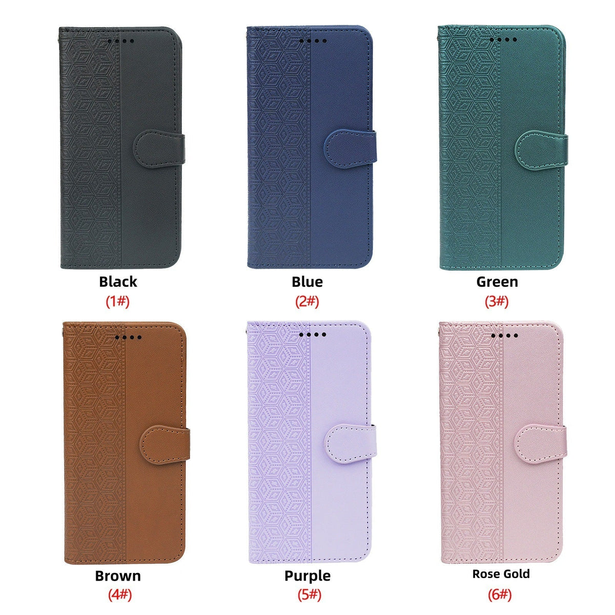iPhone 17 Pro Max / 18 Pro Max PU leather flip case stitched, patterned, 3 card slot & front round shaped closure (w-R20P3C)