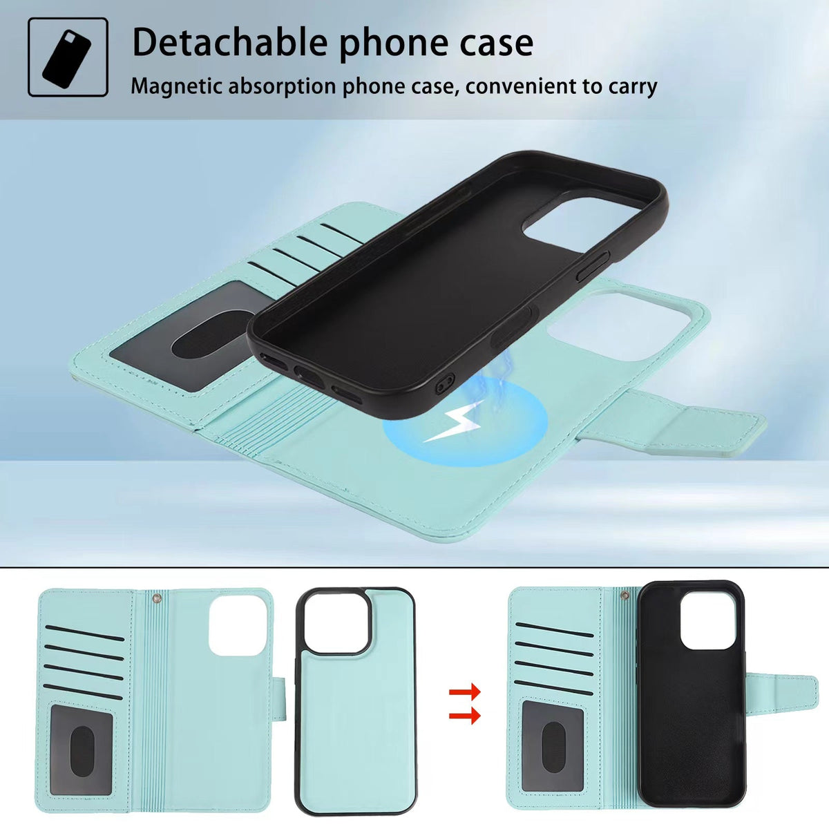 iphone 6 6s 2 in 1 magnetic detachable wallet case