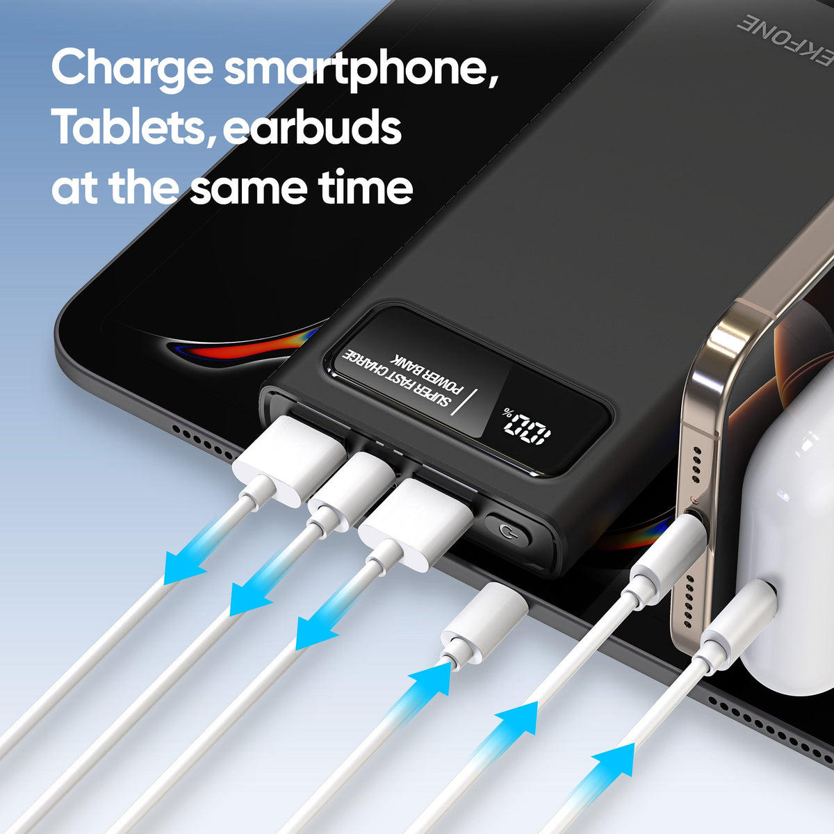 ELEKFONE 10000mAh 22.5W PD Power Bank, Compatible with Phones and Tablets - P1