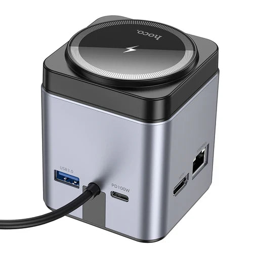 PD 100W 9 in 1 USB-C Multi Function Docking Station with Magnetic Charging Pad (HB49) product photo