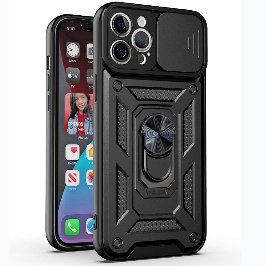 Iphone 16e dual layer case with ring holder & camera shutter (B001)