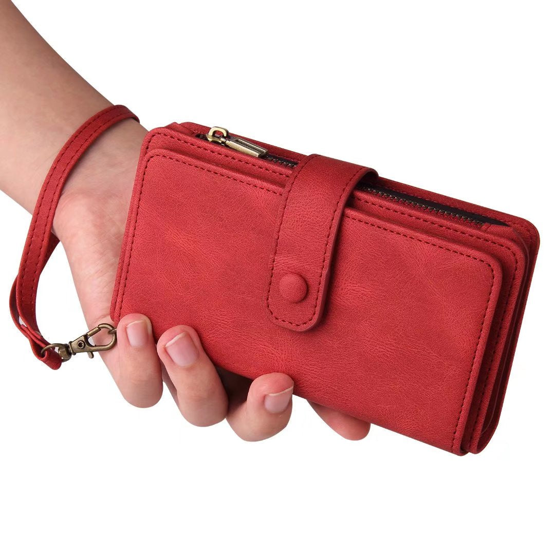 iPhone 11 suede multifunction wallet case 15 cards & zipper pocket (w-018)