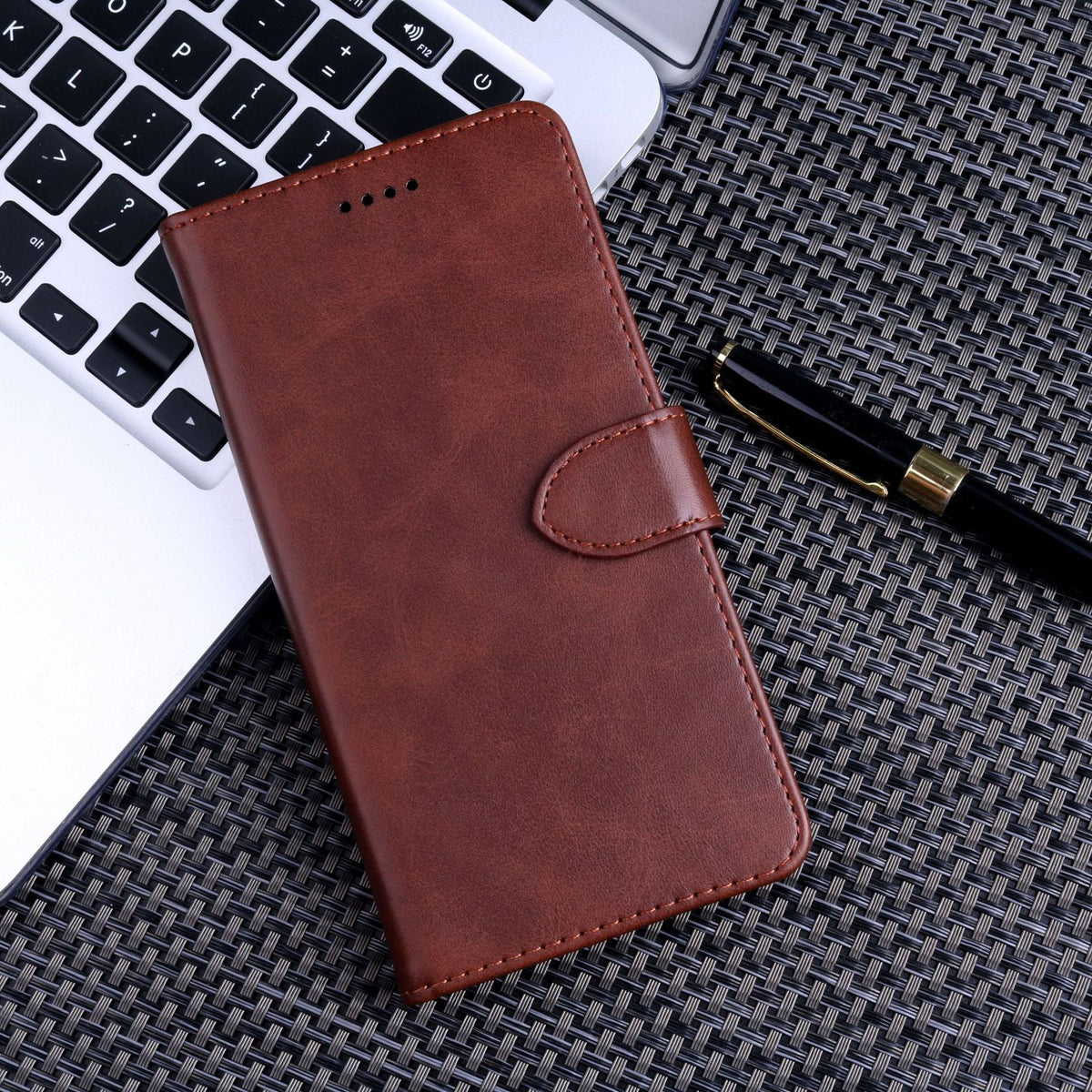 iPhone 17 Pro / 18 Pro flip wallet case cowhide finish with 3 card slots (w-001)