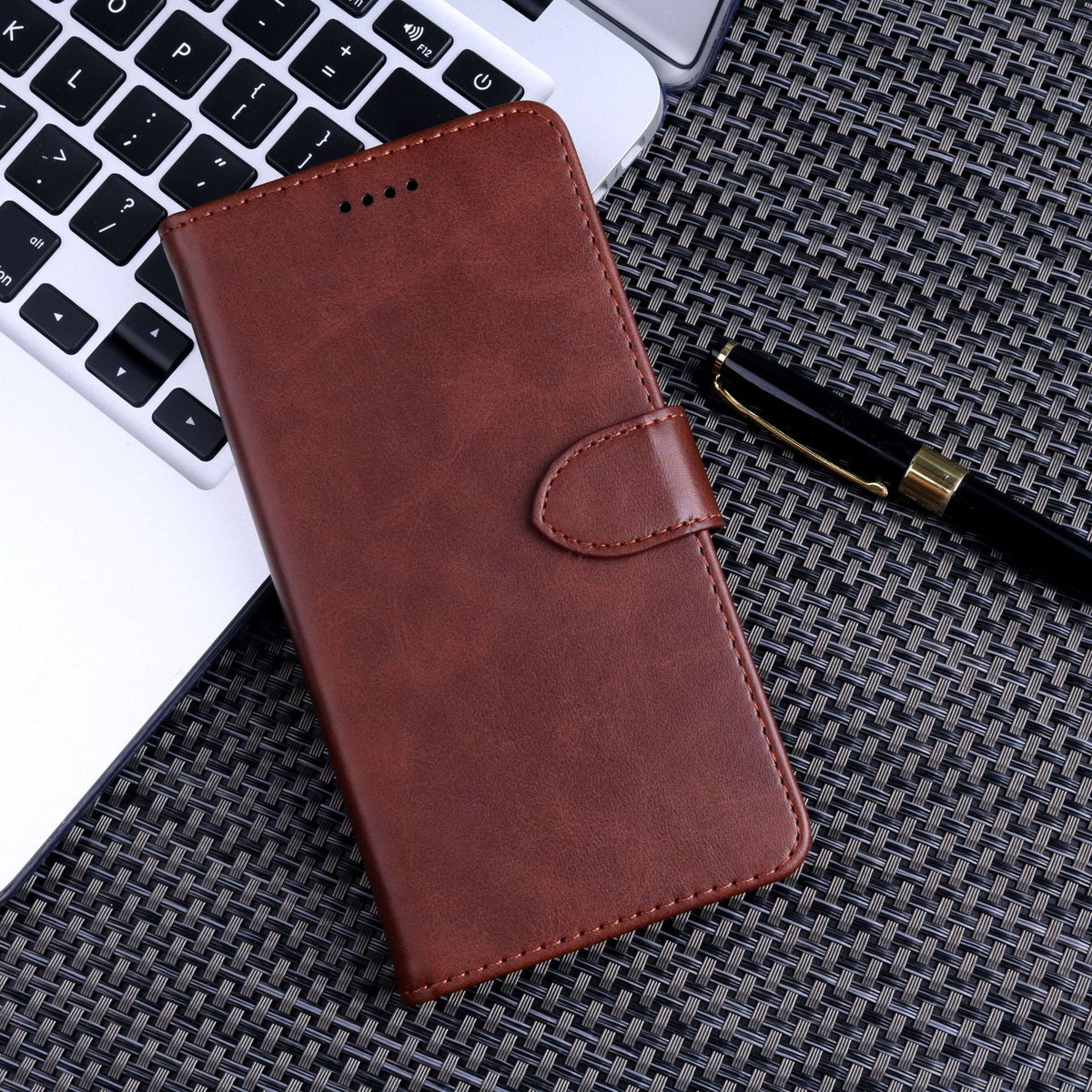 iphone 5/5s/se flip wallet case cowhide finish with 3 card slots (w-001)