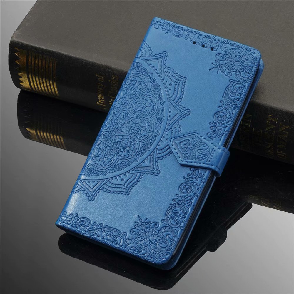 iphone x/xs flip wallet case embossed patterned finish 3 card slots (w-006)