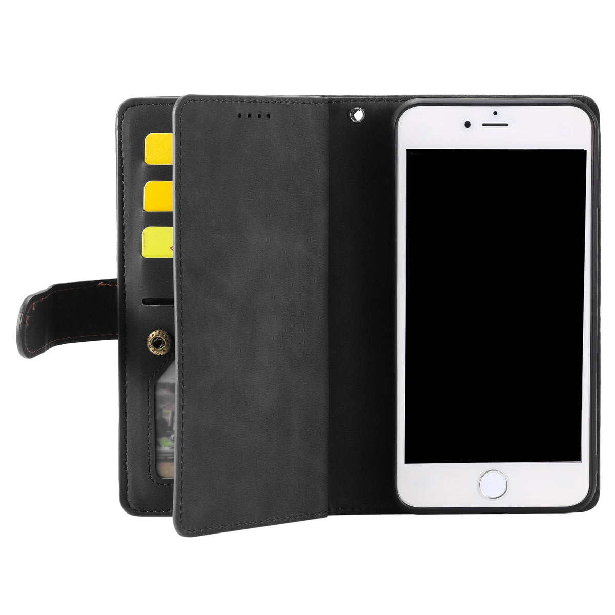 iphone 17 all in one wallet 9 card front zipper suede finish (w-014)