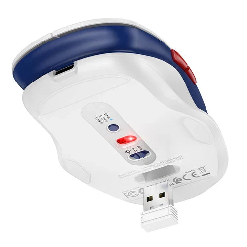 Ergonomic Wireless Mouse with Nano Receiver, LED Light, Dual Mode 2.4G + Bluetooth, Multi-Function Buttons (GM40)