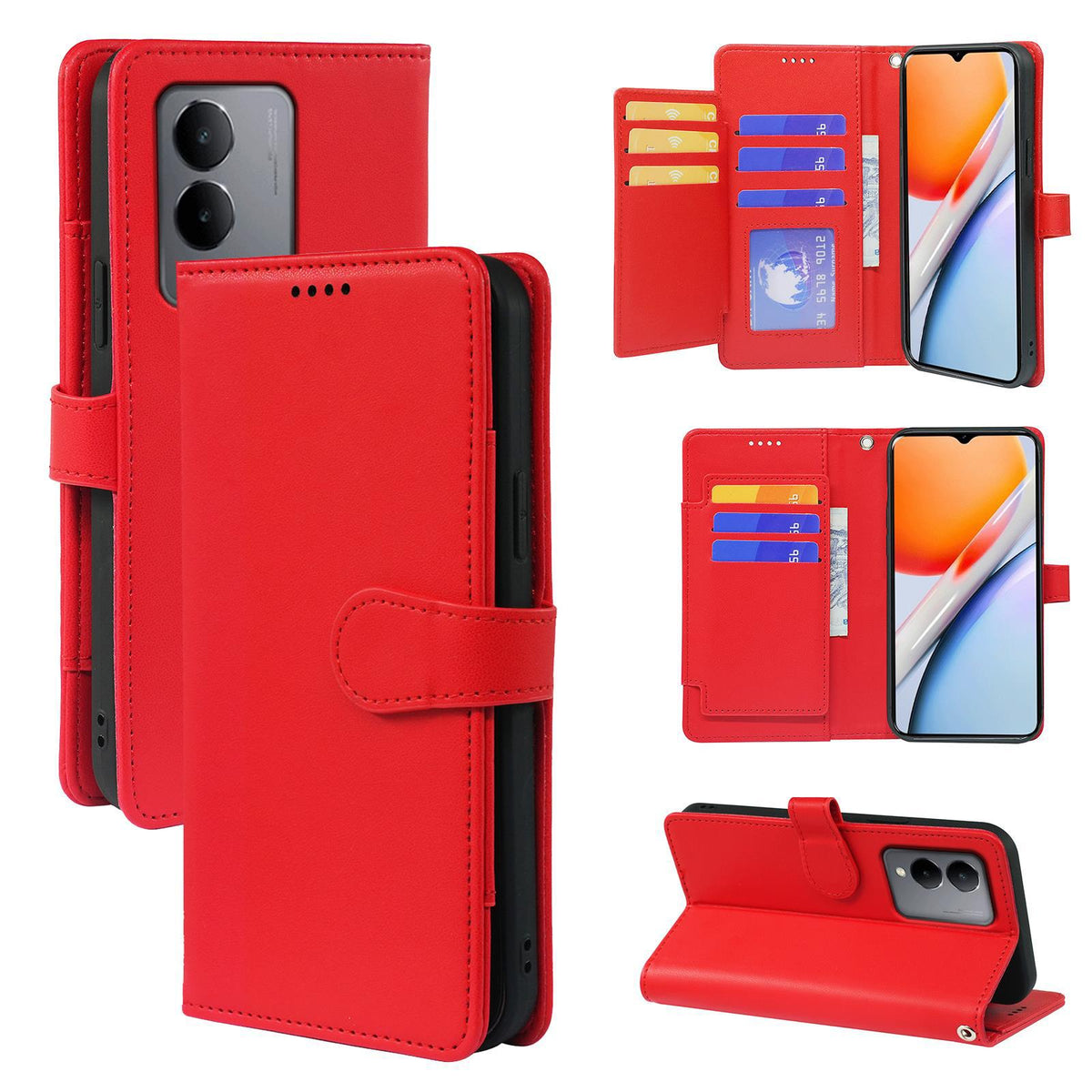 iphone 14 pro 9 card wallet rich dairy style smooth cowhide finish (w-012)