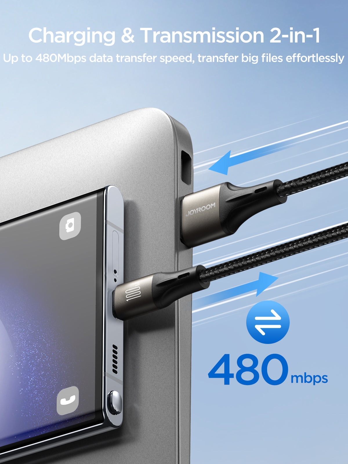JOYROOM 100W USB-A to USB-C Fast Charging Data Cable 1.2M (Not for iPhone) -SA25-AC6