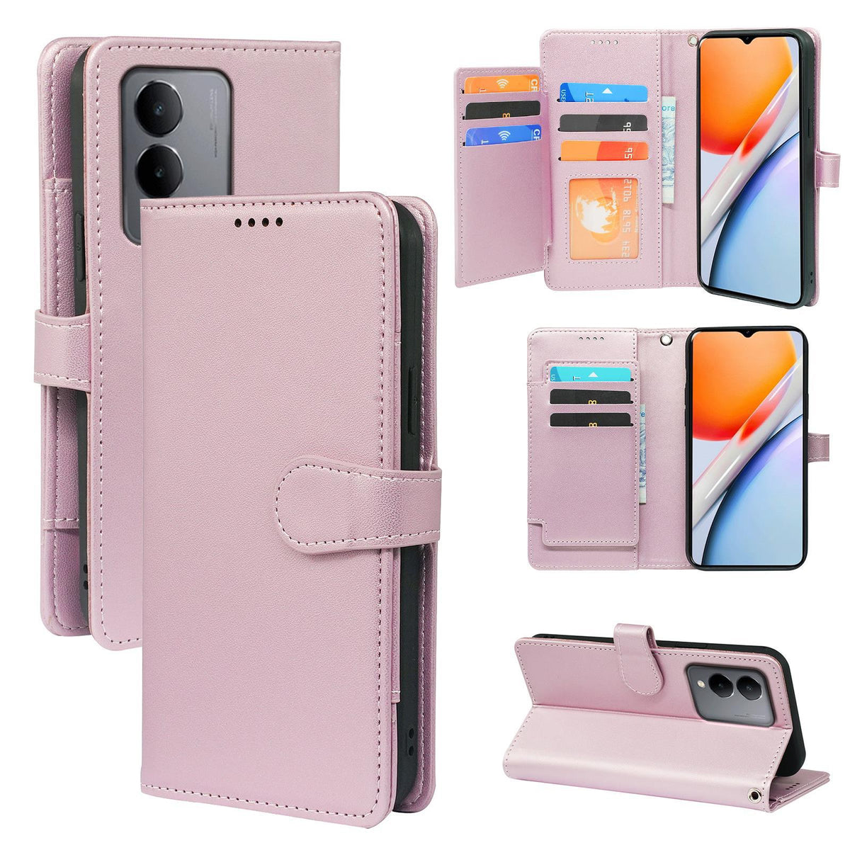 iphone 12 mini 9 card wallet rich dairy style smooth cowhide finish (w-012)