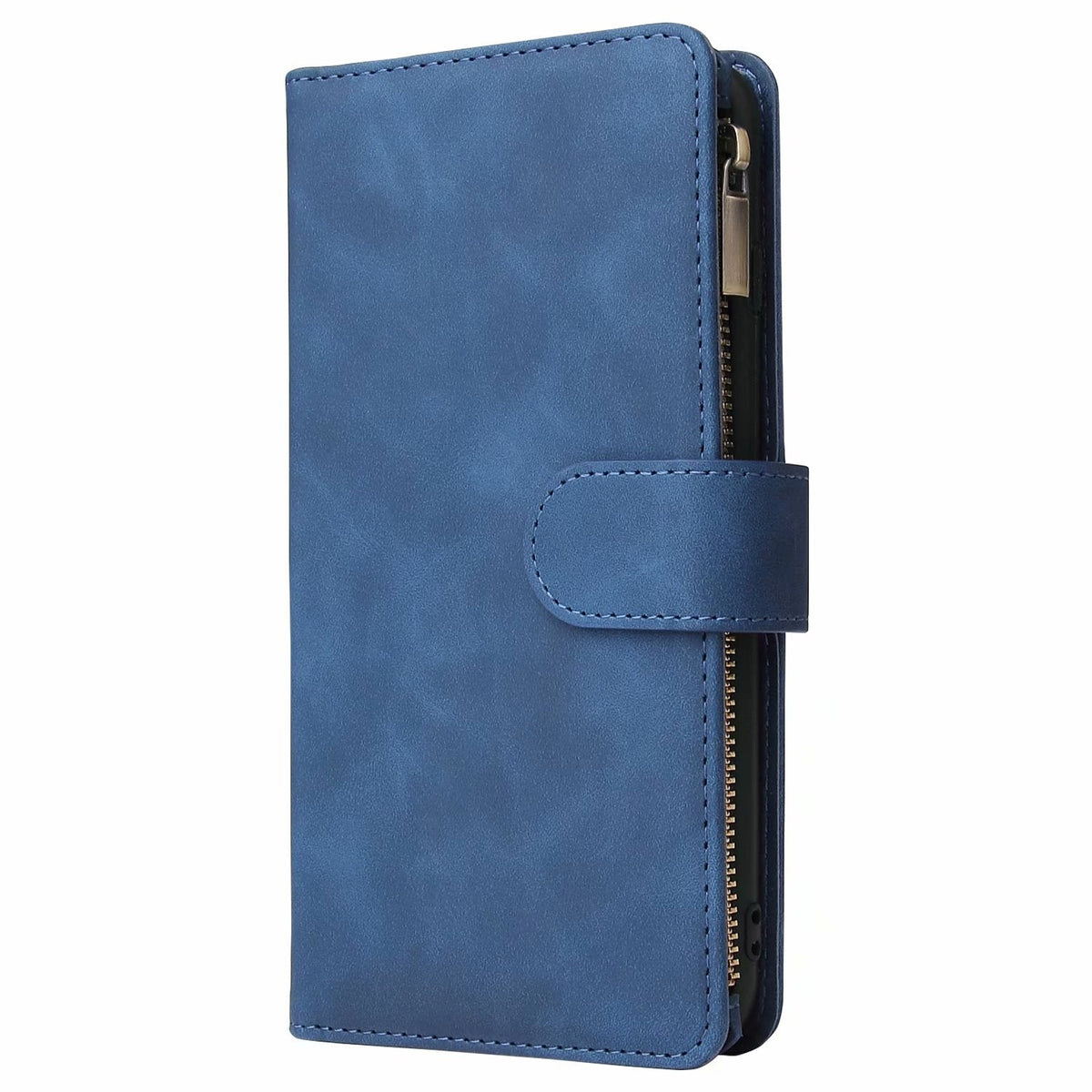 iphone 14 pro multifunction wallet case suede finish 6 card slots & zipper pouch(w-010)
