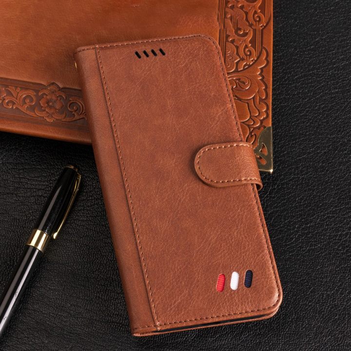 iphone 13 pro max flip wallet case lichi grain finish with 3 card slots (w-004)