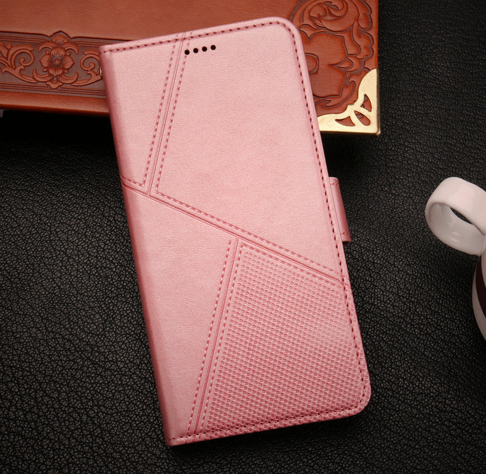 iphone 14 plus flip wallet case cowhide finish dot pattern 3 card slot & back magnet closure (w-008)
