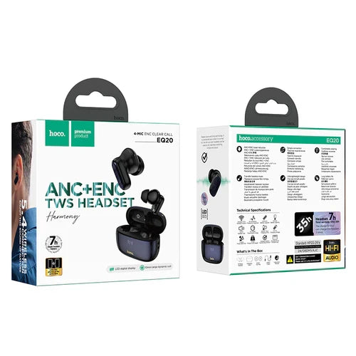 TWS Earbud with 7 Hour, Battery % Display, ANC+ENC Noise Cancelling, Glossy Case (EQ20) product image