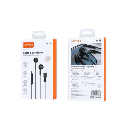 Type-C Earphone Universal with Digital Microchip (M18) product image