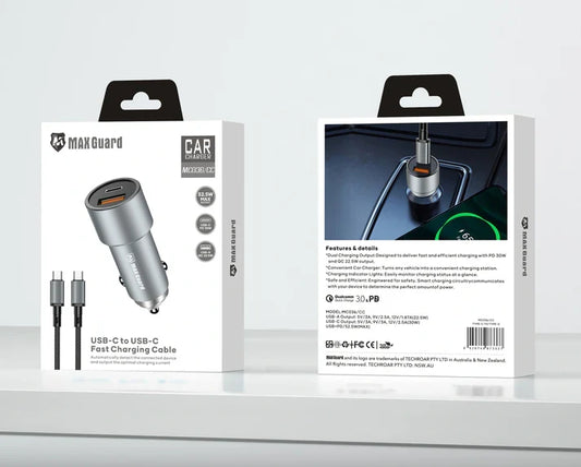 Maxguard 38W USB A+C car charger with Type-C to C combo MC036CC product photo