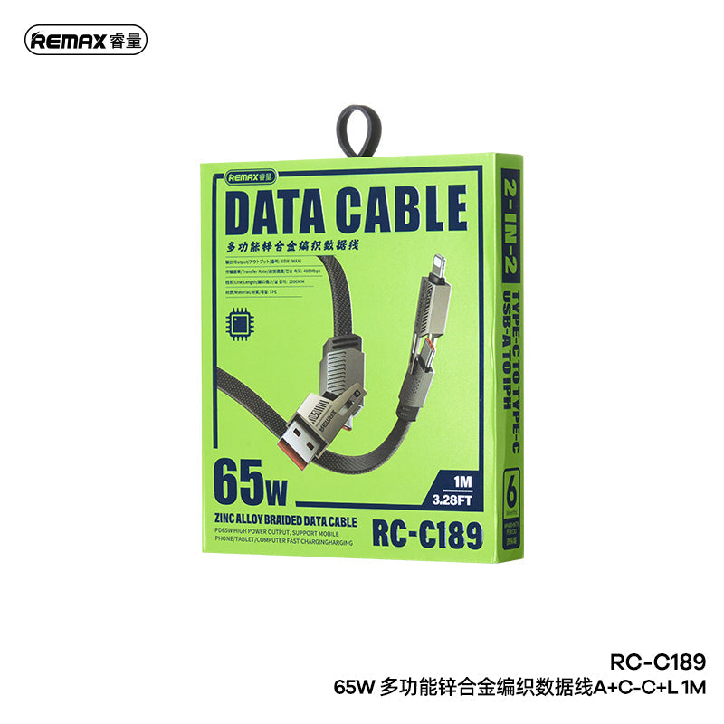 REMAX 65W Multi Functional Zinc Alloy Braided Charging Cable - RC-C189