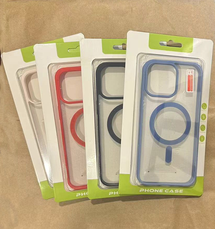 Iphone 12 pro max Magnetic Case hard clear back with soft-touch colored bumper