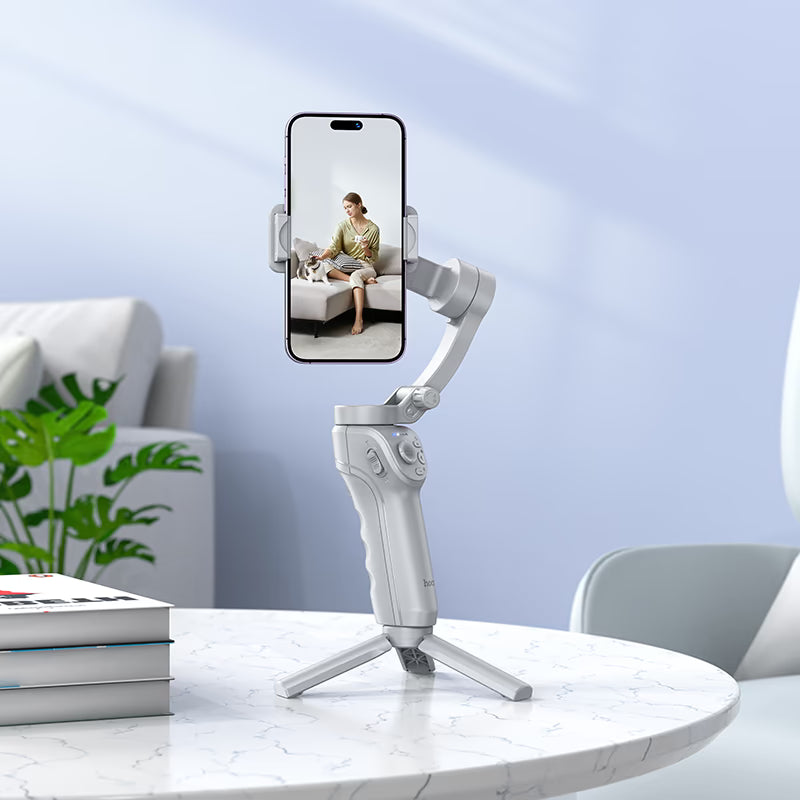 hoco. K24 Support, smart 3-axis gimbal, for 4.5 – 7 inches mobile phones, face tracking, 360-degree rotation, 3 modes fill light, tripod product image