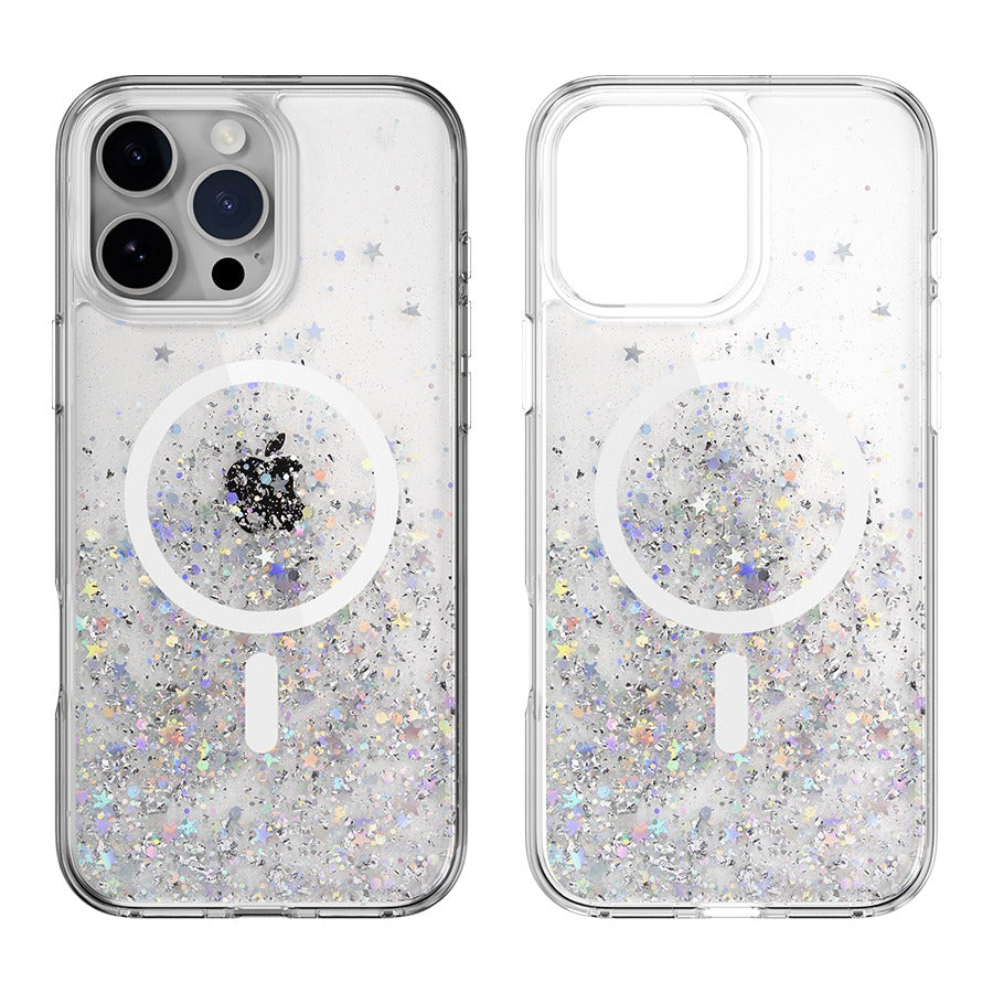 iPhone 17 Pro / 18 Pro 3D hard glitter resin epoxy case magsafe