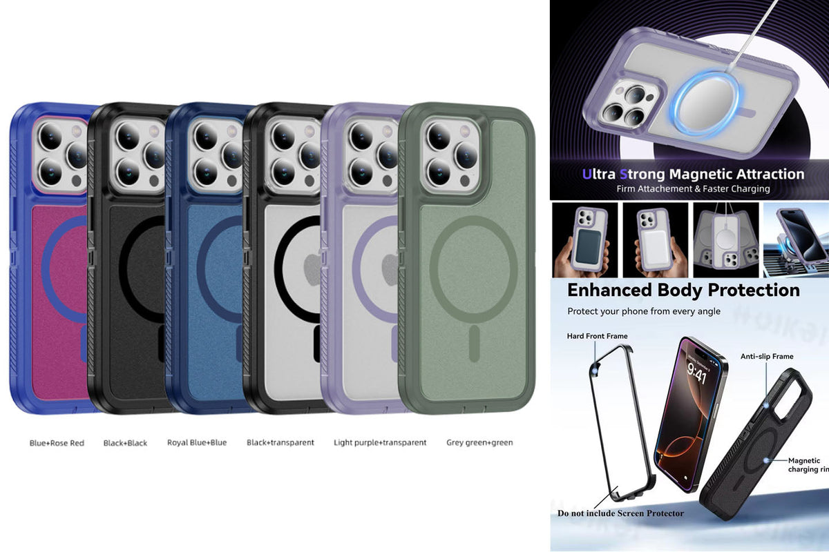 Iphone 16 pro case light weight 3-in-1 triple layer case otterbox defender series xt style (no logo)
