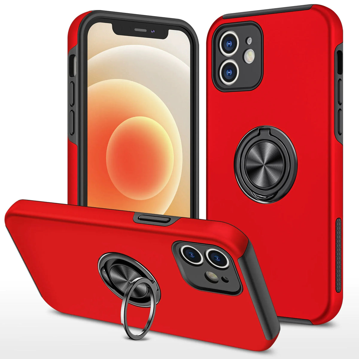 Iphone 13 pro Matte Finish Invisible Ring Case Dual Layer with 360? Rotating Stand (B012)