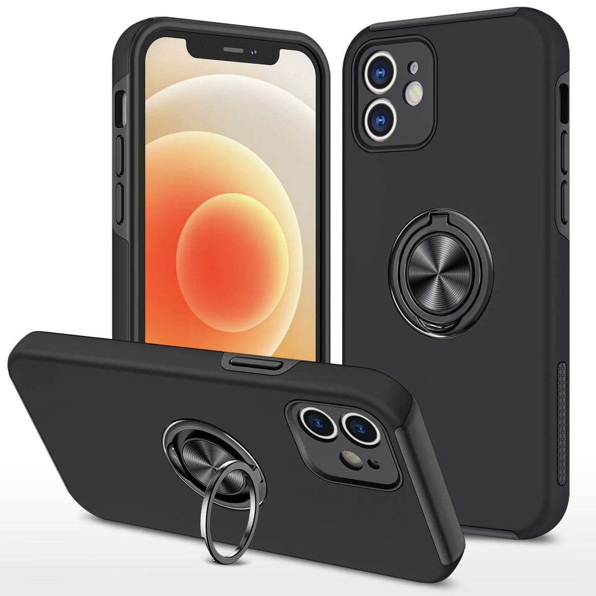 Iphone 15 pro Matte Finish Invisible Ring Case Dual Layer with 360? Rotating Stand (B012)