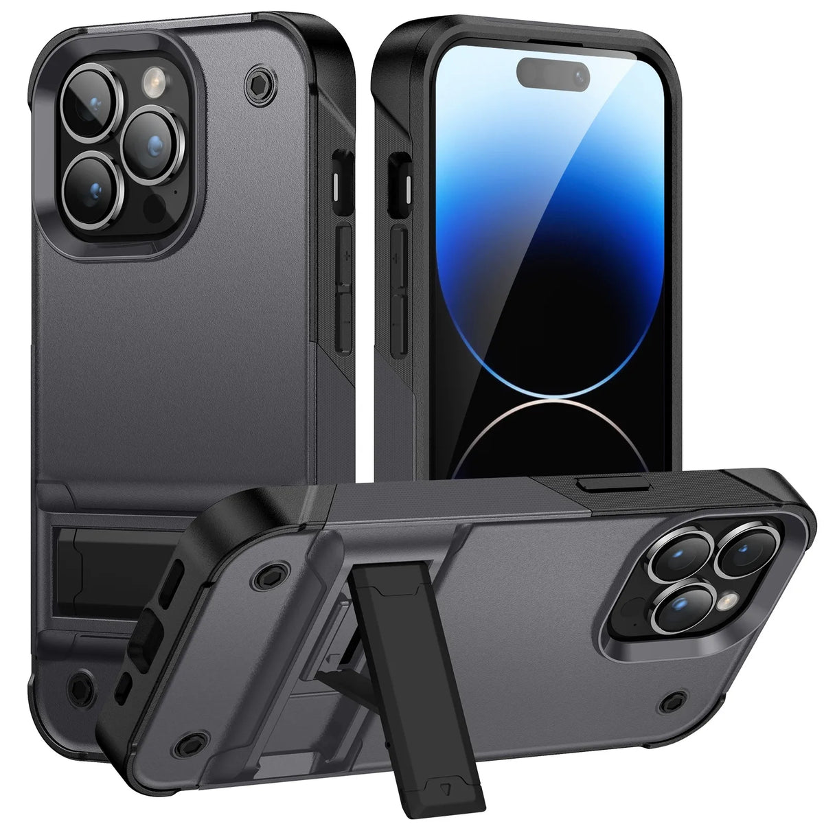Iphone 16 plus case dual layer Heavy Duty Shockproof with Kickstand