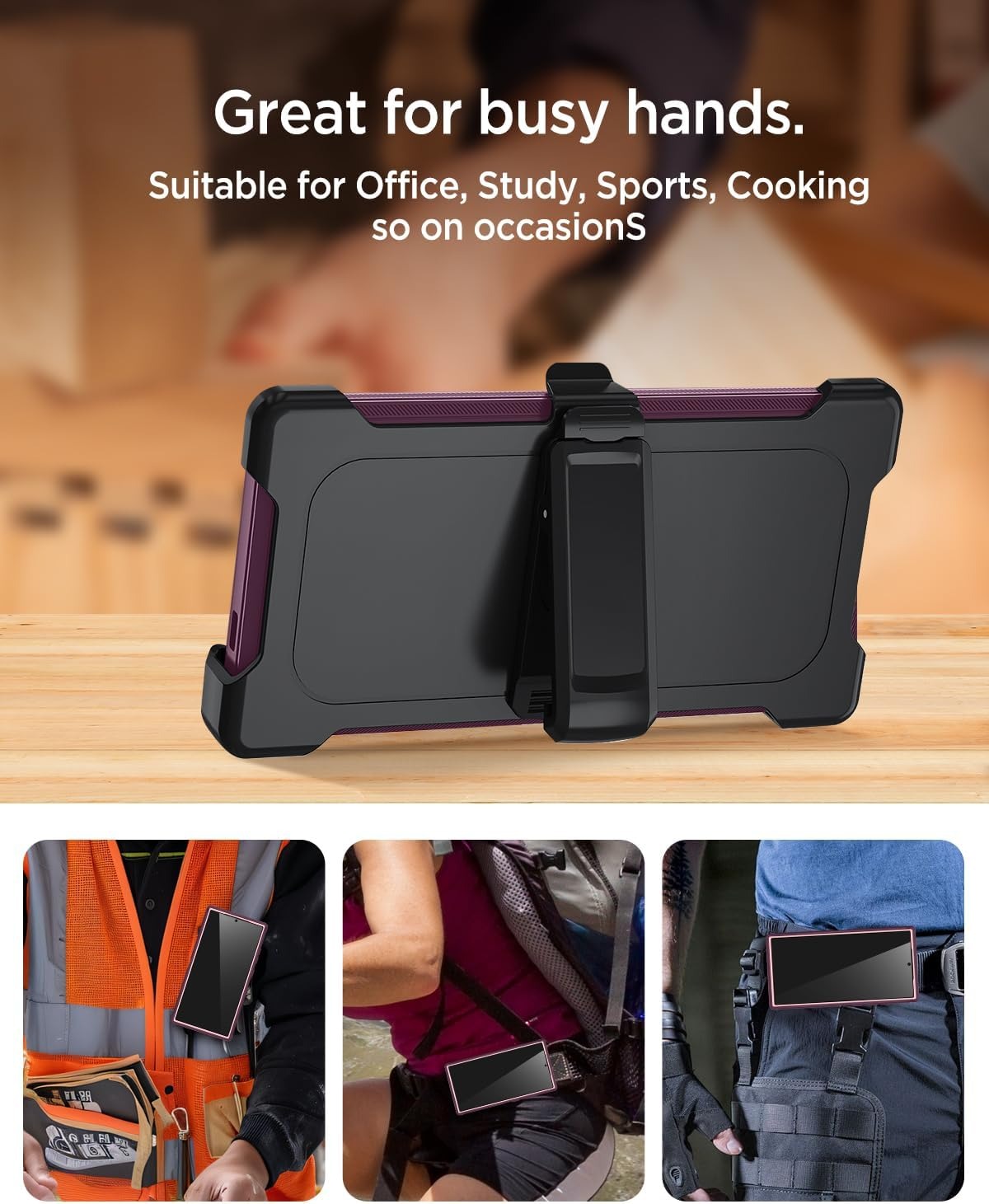 Iphone 6 plus / 7 plus / 8 plus triple layer otterbox defender style case with 360? Rotating Belt Clip & Kickstand