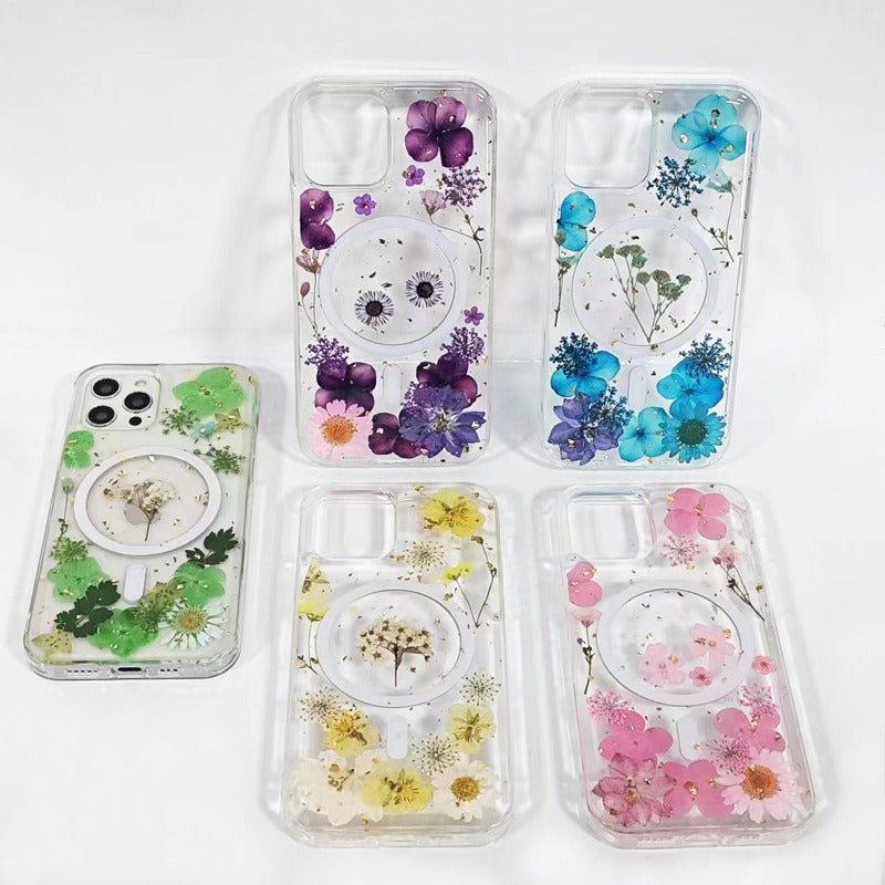Iphone 12 pro max 3D glitter floral pattern resin epoxy case magsafe