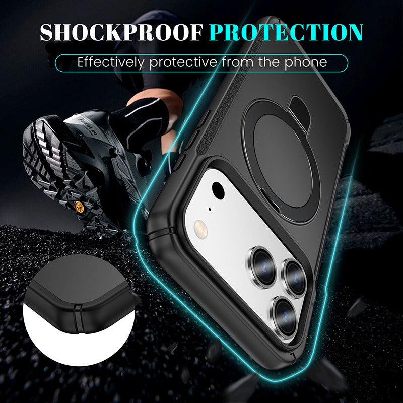 Iphone 17 shockproof magsafe Case with Foldable Magnetic Ring Kickstand