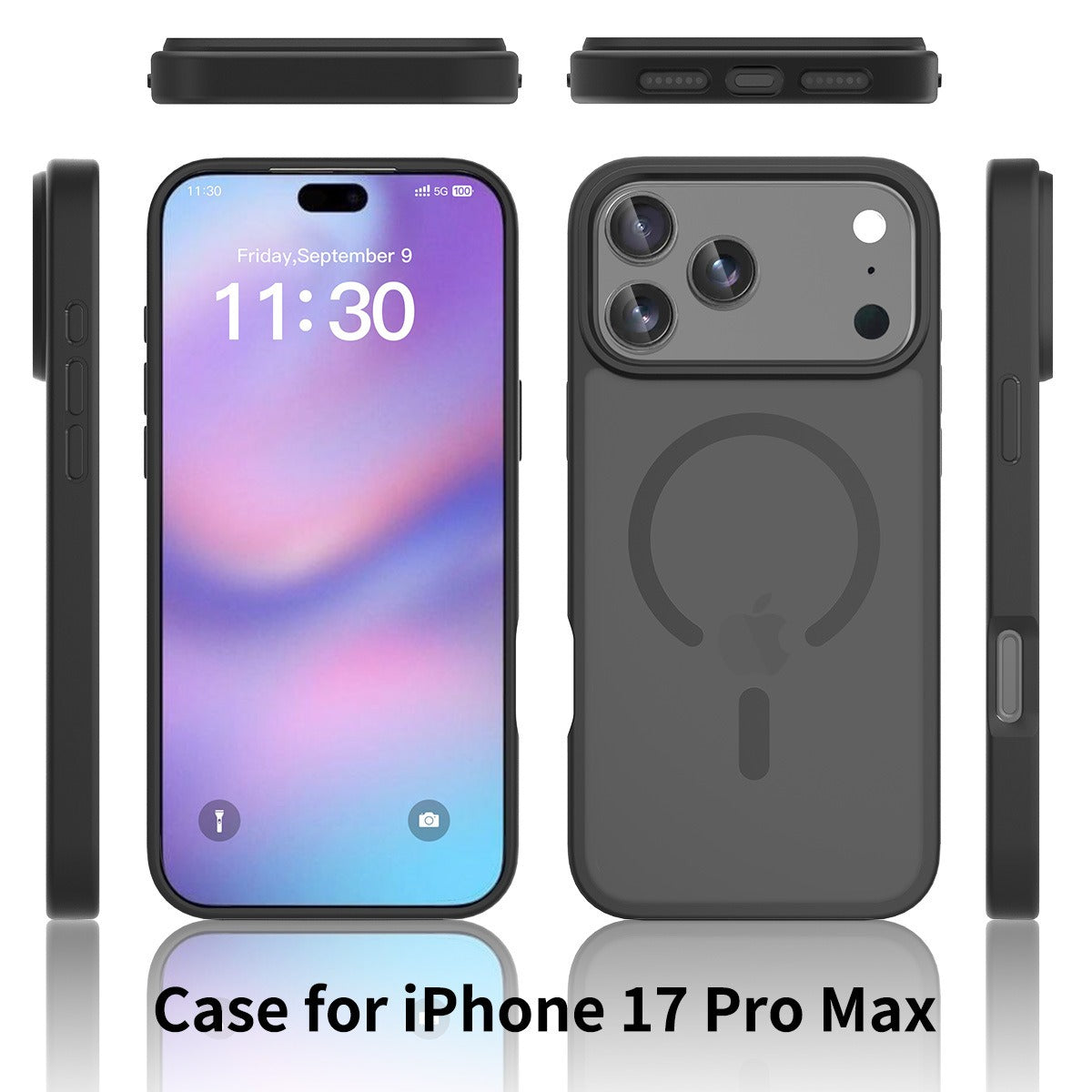 Iphone 14 plus Magnetic Case Soft-Touch Frosted Translucent Black