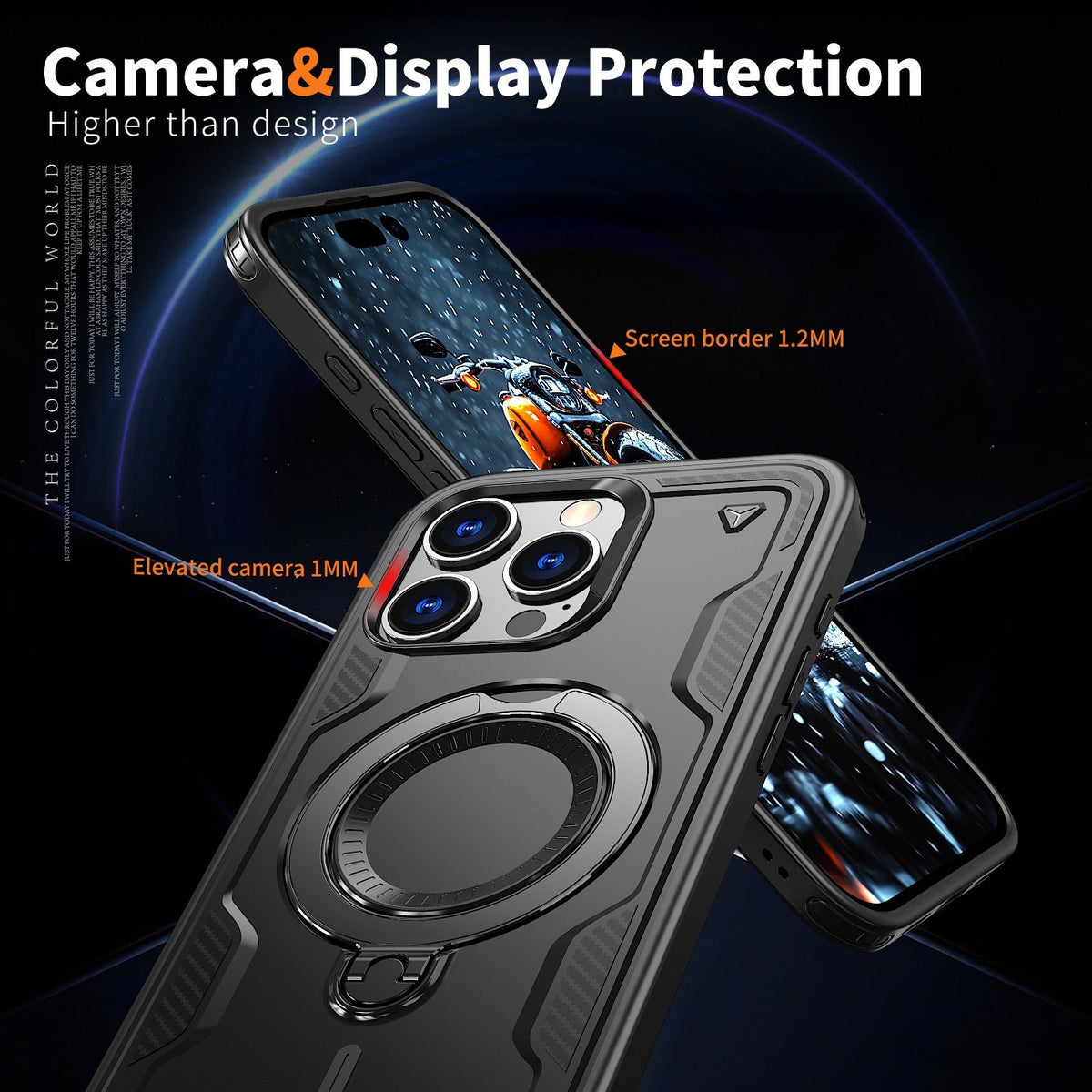 Iphone 17 slim shockproof Case with 360? rotating Foldable Magnetic Ring Kickstand