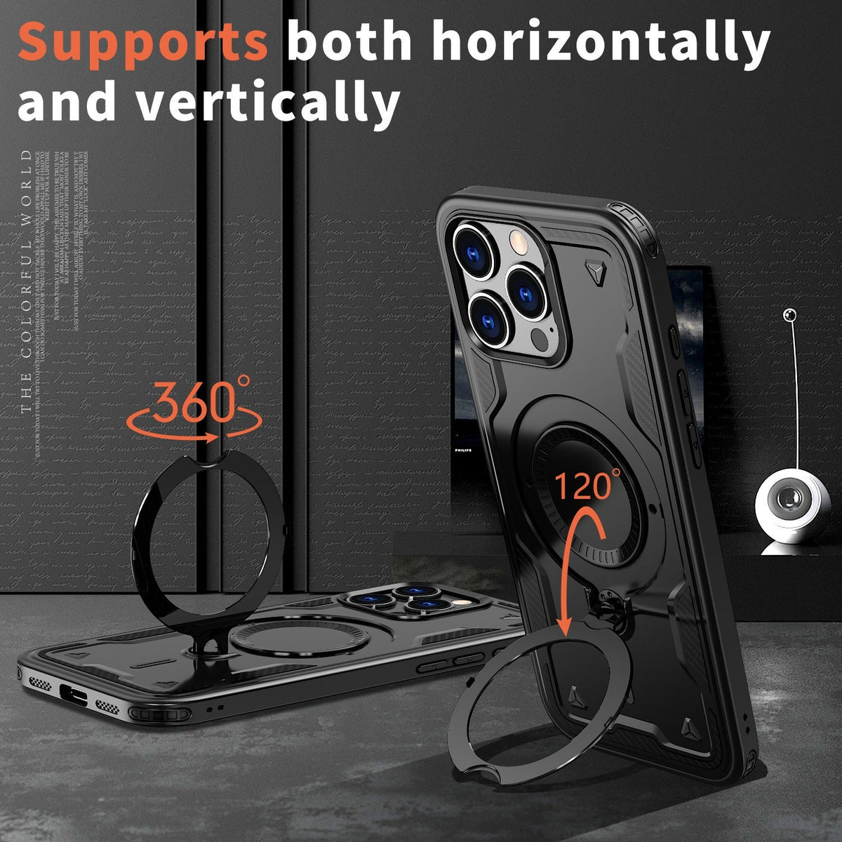 iPhone 17 Pro / 18 Pro slim shockproof Case with 360? rotating Foldable Magnetic Ring Kickstand
