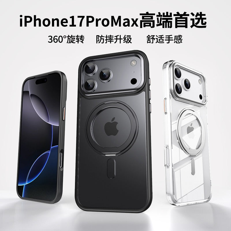 IPhone 16 plus Crystal Clear MagSafe Case with Rotating Magnetic Ring & Metallic Camera Frame
