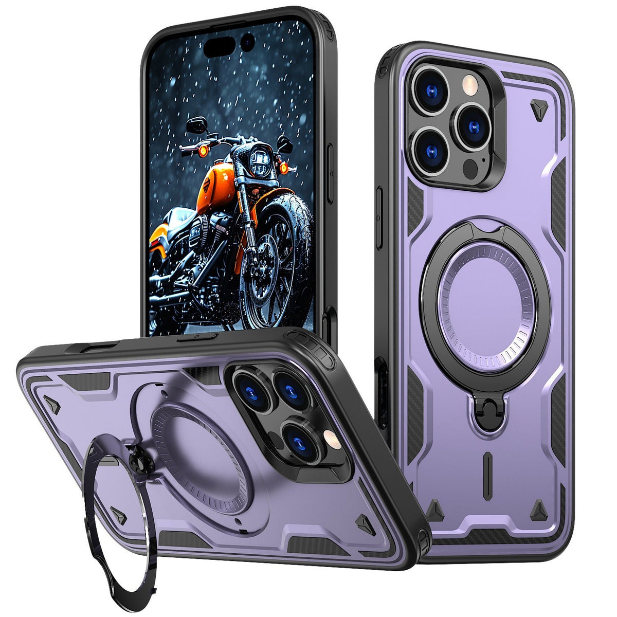 Iphone 17 slim shockproof Case with 360? rotating Foldable Magnetic Ring Kickstand