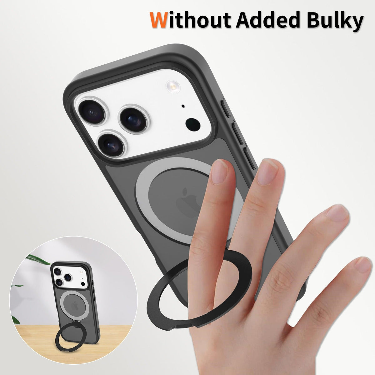 Iphone 15 soft-touch frosted bumper Case with Foldable Magnetic Ring Kickstand, Shockproof