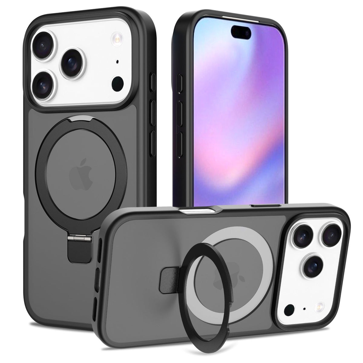 Iphone 11 soft-touch frosted bumper Case with Foldable Magnetic Ring Kickstand, Shockproof