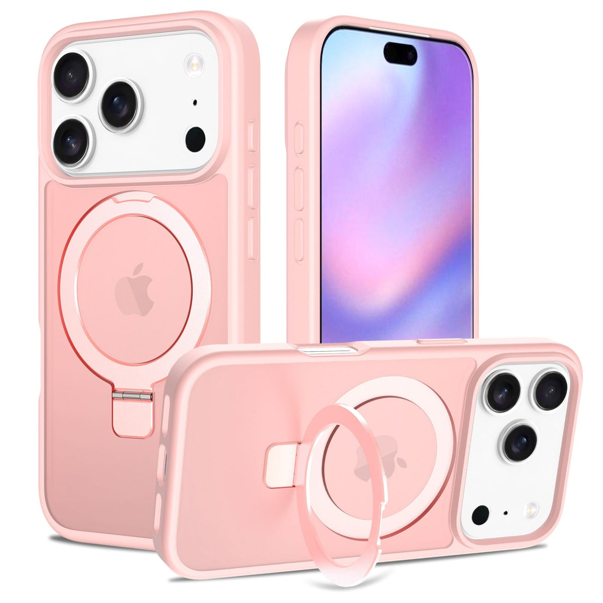 Iphone 15 soft-touch frosted bumper Case with Foldable Magnetic Ring Kickstand, Shockproof