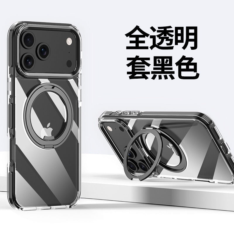 IPhone air Crystal Clear MagSafe Case with Rotating Magnetic Ring & Metallic Camera Frame