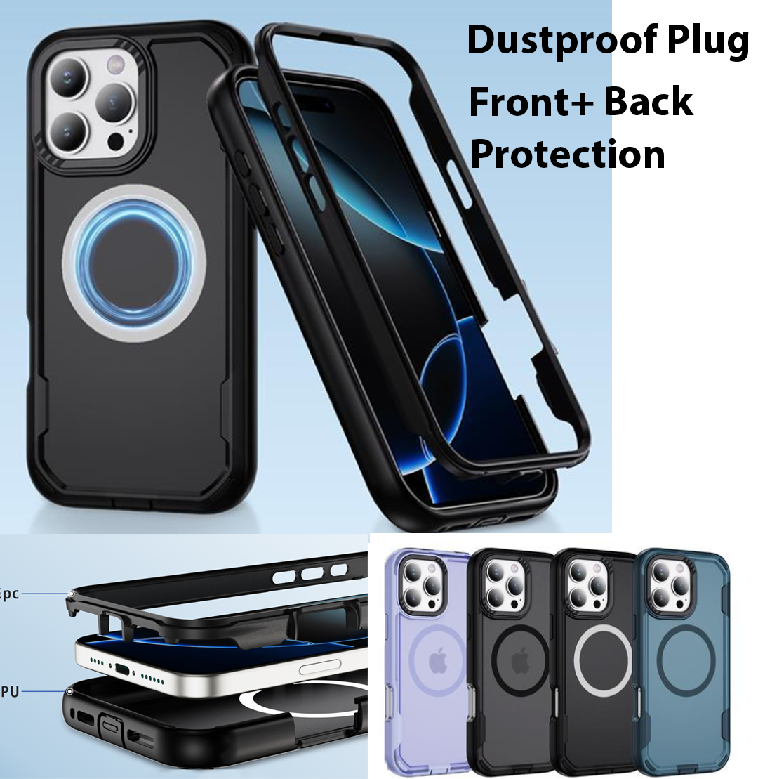 iPhone 17 Pro Max / 18 Pro Max Matte Finish Front + Back Slim Full Protection Case (Lightweight Design) with Dustproof Plug