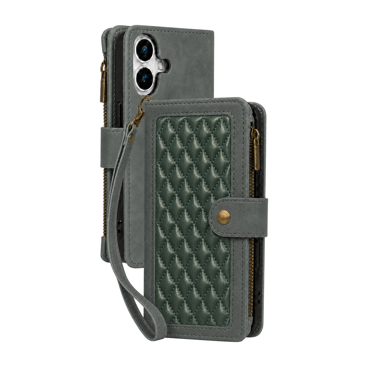 iPhone X suede multifunction wallet case 15 cards & zipper pocket (w-017)