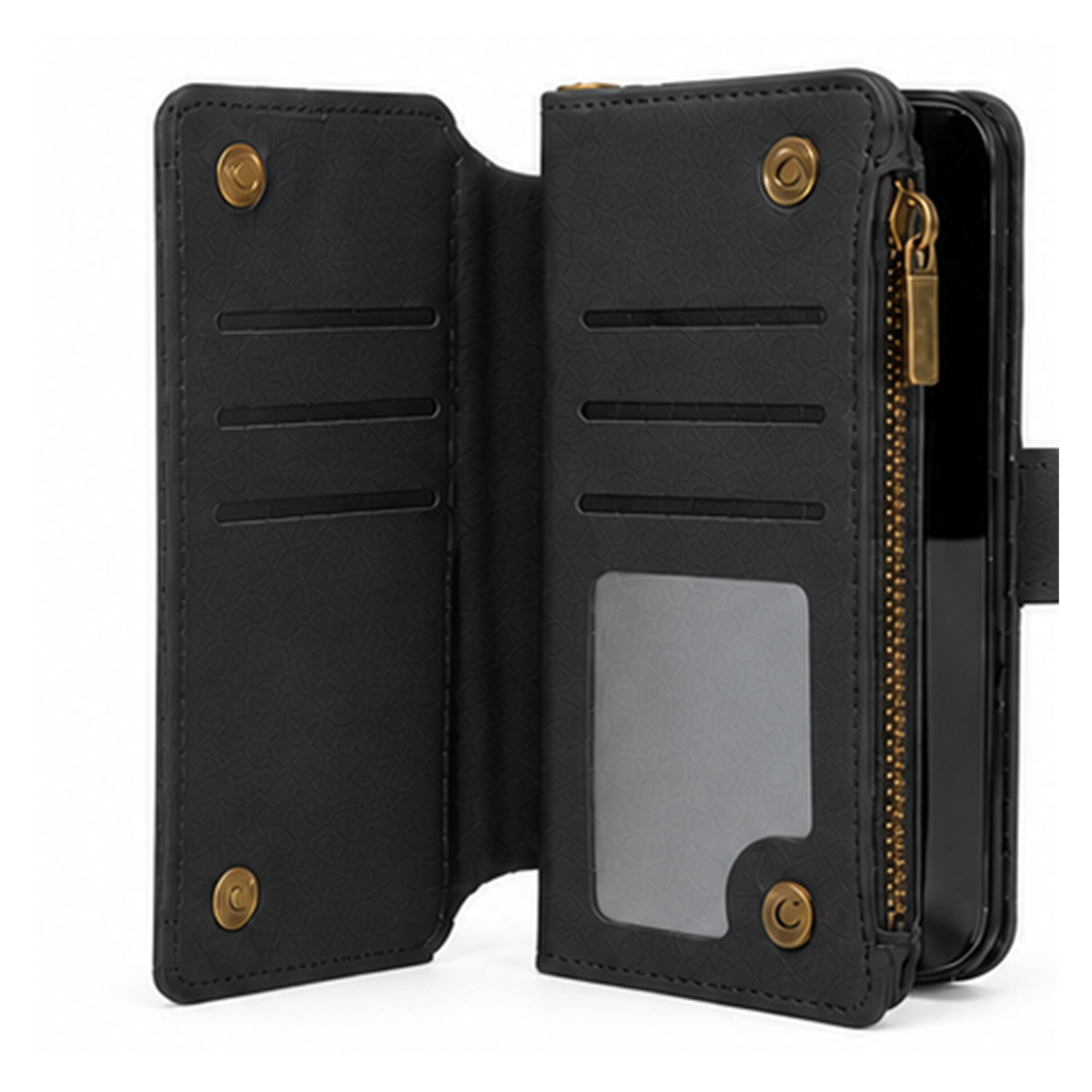 iPhone Xr suede multifunction wallet case 15 cards & zipper pocket (w-017)