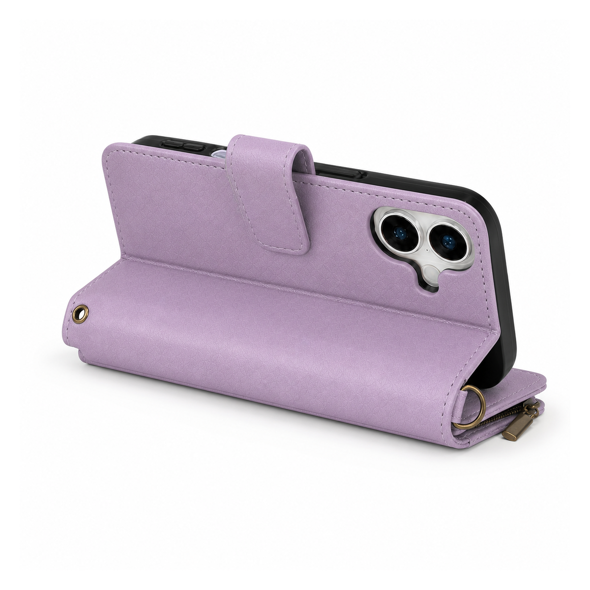iPhone 14 Pro suede multifunction wallet case 15 cards & zipper pocket (w-017)